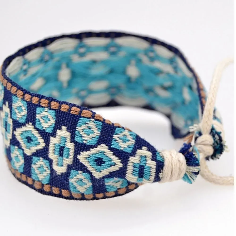 Boho Embroidered Mayan Style Adjustable Friendship Bracelet NWT